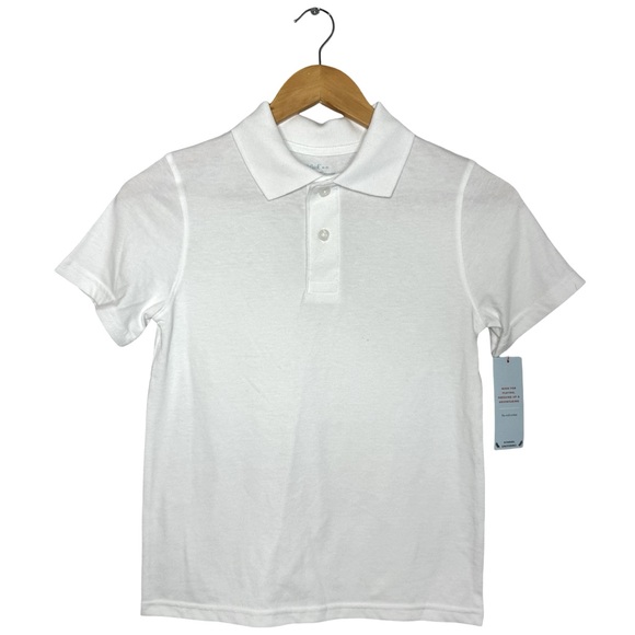 New Boy’s Cat & Jack White Polo Uniform Style Shirt Size M (8) - Picture 1 of 5